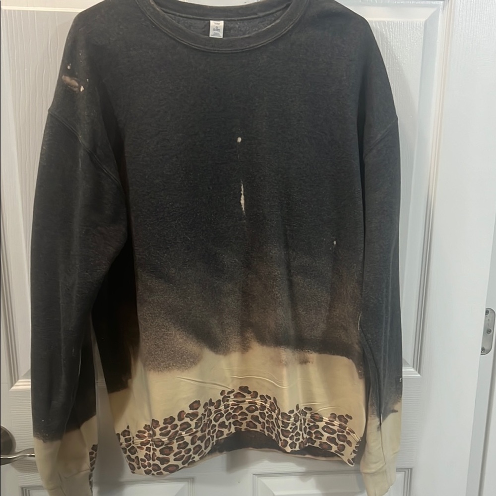 Black and Tan Sweater with Leopard Print